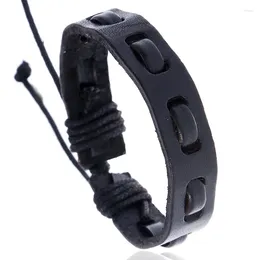 Link Bracelets Hand-Woven Fashion Jewellery Wrap Multilayer Black Leather Braided Rope Wristband Men Charm & Bangles For Women E438