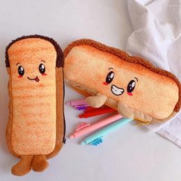 Plush Pen Bag Simple Toast Bread Large Capacity Pencil Box Stationery Storage School Office Supplies