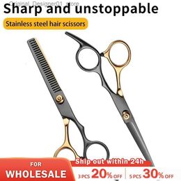 Hair Scissors Professional hair clippers home hairdresser/salon thin clippers stainless steel hair clippers black gold Q240426