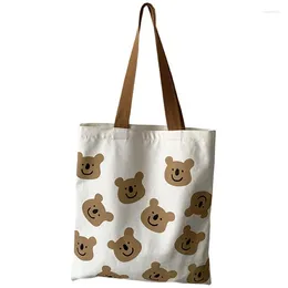 Totes Women Canvas Tote Bag Fashion Ins Cute Bear Print Shoulder For Girls Student