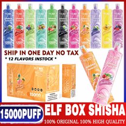 Elf Box SHISHA 15000 Puffs Disposable E-cigarettes 12 Flavors 600 MAh Rechargeable Battery 26Ml Prefilled Pod Big Vapor Kit Airflow Control Vapme 12000 18000 20000