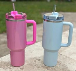 Ship From Us Co-branded Model Spring Blue Black Chroma H2.0 40oz Stainless Steel Glass with Silicone Handle Lid Straw Car Mug Cold Water Bottle