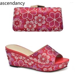 Dress Shoes Arrival Woman Designer African And Bag Set Decorated With Rhinestone Plus Size Luxury