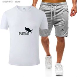 Men's T-Shirts 2024 Summer Mens Personalised Fitness Jogging Breathable Sports Wear Two piece Street Casual T-shirt+Shorts Fashion SetQ240426