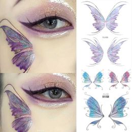 Tattoo Transfer Waterproof Glitter Butterfly Temporary Tattoo Sticker 3D Fairy Shiny Butterfly Moon Body Art Fake Tattoos Music Festival Makeup 240426