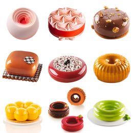 Moulds 3D Silicone Cake Mold for Baking Cupcake Mousse Dessert Pan Bakeware Square Round Flower Cake Decorating Moulds Tools Tray