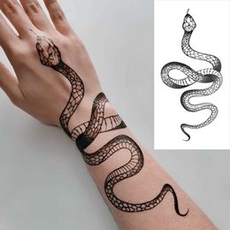 Tattoo Transfer Big Size Temporary Tattoo Stickers Black Snake Waterproof Fake Tattoos Women Men Clavicle Arm Body Art Dark Snake Transfer Tatoo 240426