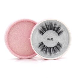 1 Pair/box 100%Handmade Natural long Full strip eyelash Faux Silk Protein Transparent stem Fake Eye Lashes with Pink Gift Box