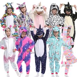 Dresses Kigurumi Children's Pamas for Boys Girls Unicorn Pamas Flannel Kids Panda Pijamas Suit Animal Sleepwear Winter Cat Onesies