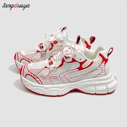 Casual Shoes Fashion Breathable Mesh Comfortable Sneakers Women Platform Walking Lightweight Lace-up Sports