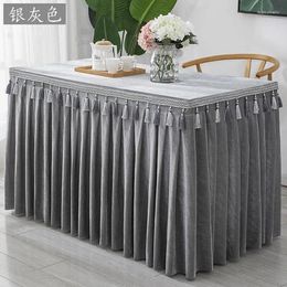 Table Cloth Tassel Border Gold Velvet Tablecloth Rectangular El Conference Skirt Banquet Non-slip Pleated Large Cover