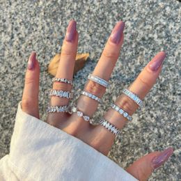Cluster Rings Karachi S925 Sterling Silver Women's Ring Geometric White Diamond Zircon Series Sparkling Accessories Wholesale