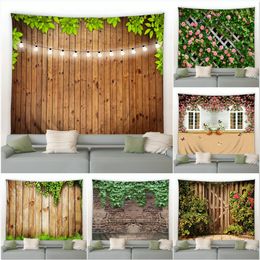Pink Flowers Green Plants Landscape Garden Background Decor Tapestry Rural Farmhouse Mural Wall Hanging Curtain Bedroom Blanket 240415