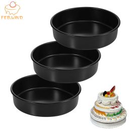 Moulds 3pcs/Set Cake Pan Carbon Steel 5/6/7/8 Inch Chiffon Rainbow Layer Round Cake Mould For Baking NonStick Circle Cheesecake Mould
