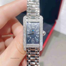 Dials Working Automatic Watches carter Tank 18k Platinum Backset Diamond Grey Faced Rectangular Quartz Womens Watch