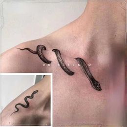 Tattoo Transfer Black Snake Collarbone Temporary Tattoo Stickers Men and Women Tatouages Et Art Corporel Fake Tattoo Cool Tatuajes Tenporales 240426