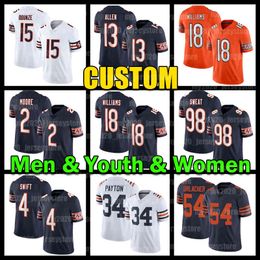 18 Caleb Williams Football Jersey DJ Moore Rome Odunze DAndre Swift Jaquan Brisker Montez Sweat Keenan Allen Jaylon Johnson Brian Urlacher Dick Butkus Walter Payton