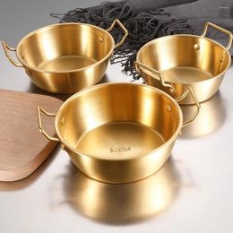 Bowls 304 Stainless Steel Golden Instant Noodle Bowl Korean Rice Wine With Handle Salad Snack French Fry For Kitchen