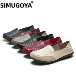 Casual Shoes SIMUGOYA Women Genuine Leather Flat Loafers Slip On Women's Flats Moccasins Lady Driving