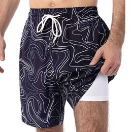 Men's Shorts Beach backbone mens board shorts with double-layer fabric used for privacy large and high size 8XL shorts J240426