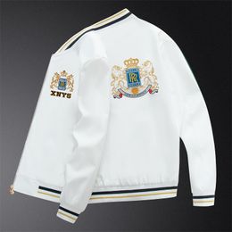 Cross border European Station New Letter Embroidered Jacket Youth Trendy Fashion Versatile Coat Baseball Neck Flying Suit M-8XL