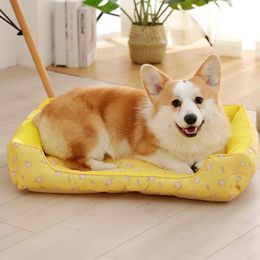 Dog Mat Cooling Summer Pad Mat Ice Pad Dog Sleeping Round Mats For Dogs Cats Pet Kennel Breathable Cold Silk Dog Bed 240411