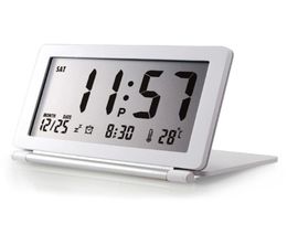 LCD Display Desk Silent Digital Folding Temperature Alarm Clock Flip Travel Electronic Home Office Mini Calendar4614564
