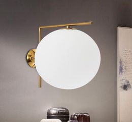 LED Wall Lamps Cream White Glass Ball Wall Lamp Lights for Living Room Bedroom Bedside Corridor Sconce Lighting Fixture RW929793028