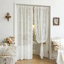 Curtain Floral Lace Sheer Rod Pocket Panel Outdoor Window Bedroom Living Room Partition Home Decoration
