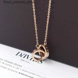 Pendant Necklaces Hot selling new fashion Roman digital double loop interlocking womens necklace wholesale N112 Q240426