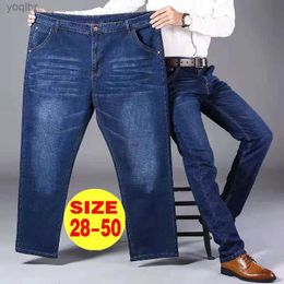 Men's Jeans Fashionable ultra-fine jeans mens 10XL straight denim pants loose Trousers mens plus size 50 bag jeans mens street clothing casual pantsL244