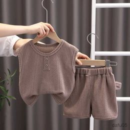 Clothing Sets New Fashion Children Boys Girls Clothes Suit Summer Baby Solid O-Neck Vest Shorts 2Pcs/Set Infant Kids Toddler Tracksuits1-5Year