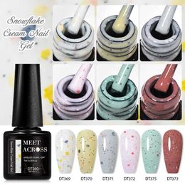 Nail Polish MEET ACROSS 7ML Snowflake Cream Nail Gel Polish Dude Cream White Shining Colorful Semi Permanent UV Gel Varnish Glitter Nail Art Y240425