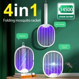 Zappers Foldable Electric Mosquito Killer Fly Swatter Trap USB Rechargeable Mosquito Racket Insect Killer with UV Light Bug Zapper 3000V