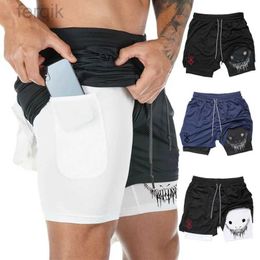 Men's Shorts Mens 2 in 1 Running Shorts Print Performance Shorts Gym Workout Quick Dry Athletic Shorts with Phone Pockets and Towel Loop d240426