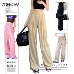 Women's Pants ZOENOVA Ice Silk Quick Dried Wide Leg Summer Thin High Waist Sagging Cotton Casual Japanese Yamamoto