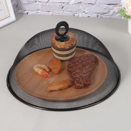 Dinnerware Sets 1Pc Plate Cover Dish Mesh Dining Table Round Style Anti Kitchen Stainless Steel (Black)