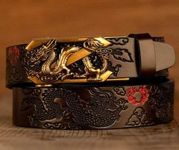 Leather belts for Men Casual Ratchet Belt with Automatic Buckle Men039s Leather Dragon Pattern Belts with Automatic Buckle X0723672371243