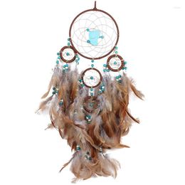 Decorative Figurines Dream Catcher Five Ring Feather Pendant Bohemian Style Hanging Children's Outdoor Room Wall Mount