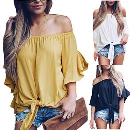 Women's Blouses Amazon Cross-Border Striped Lace-up Bow Top