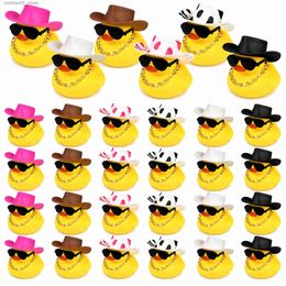Sand Play Water Fun 24 sets of denim rubber ducks with mini hat necklaces and sunglasses bath duck toys baby showers birthday swimming party gift discounts Q240426