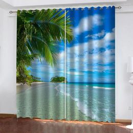 Curtain Curtains For Living Room 3D Blue Sky White Clouds Seascape Style Window Treatment Bedroom Office Study Home Decor