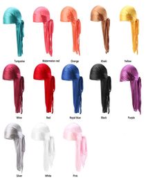 Headbands Whole Durag Men Solid Colour Silk Durag Breathable Turban Fashion Hair Bands 13Pcspackage 2302173407139