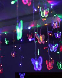 4M 07M 100 LED Fairy Icicle LED Butterfly Curtain Light Outdoor Home Christmas Wedding Garden Decoration AC110V 220V2450483