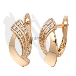 Stud Kinel Hot Fashion Glossy Dangle Earrings 585 Rose Gold Simple Geometry Natural Zircon Earrings For Women Daily Fine Jewellery d240426