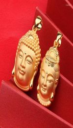 Chains Hard Gold Guanyin Head Pendant Male And Female Large Shakyamuni Buddha 24K PendantChains Llis228772860