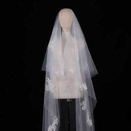 Wedding Hair Jewellery 2T Appliques Wedding Veil Two Layer Tulle Bridal Veils For Women Hair Accessories