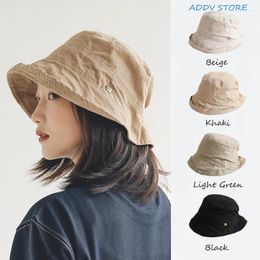 Berets Woman Washed Cotton Forward Curl Edges Bucket Hat Spring/summer Japanese Industrial Style Retro Basin Caps
