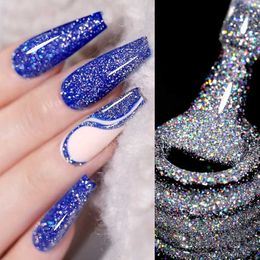 Nail Polish LILYCUTE 7ml Glitter Reflective Nail Gel Polish All For Manicure Silver Sparkling Colorful Top Coat Effect Soak Off Varnish Y240425