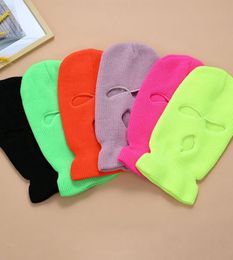 3Hole Full Face Cover Ski Mask Winter Cap Balaclava Hood Beanie Warm Tactical Hat party hats 14 Colours LJJK24493124608